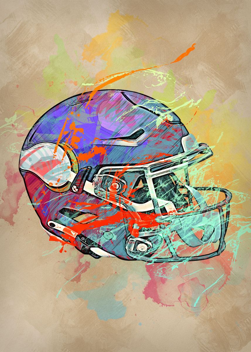 'Minnesota Vikings Helmet' Poster, picture, metal print, paint by ...
