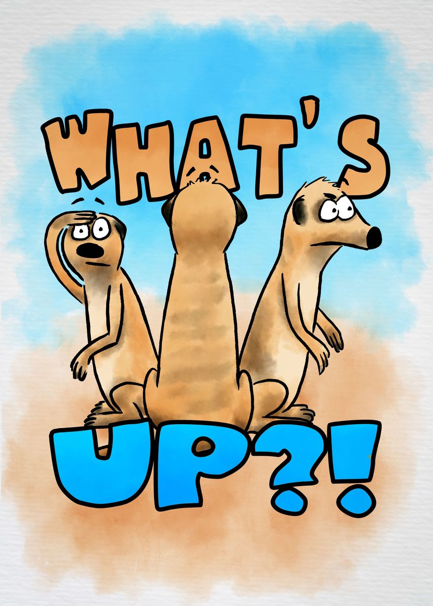 'Whats up funny meerkats' Poster, picture, metal print, paint by ...