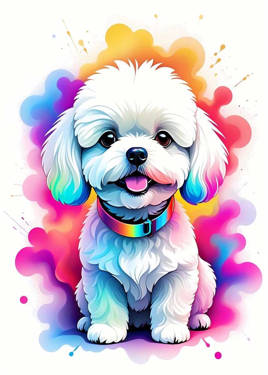 'geometric Bichon Frise' Poster, Picture, Metal Print, Paint By 