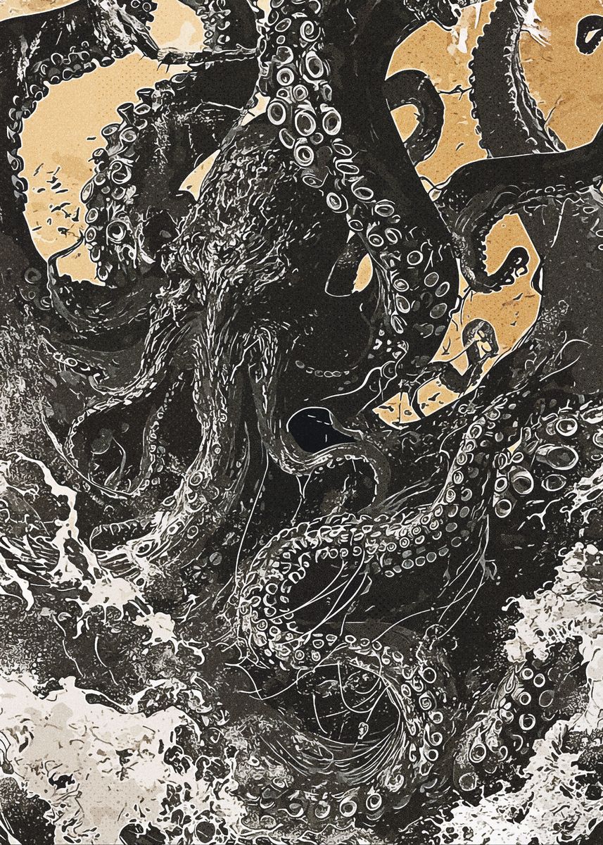 Fanth 'Monster Octopus' Poster, picture, metal print, paint by Fanth | Displate