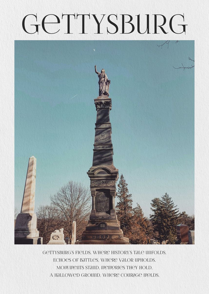 Gettysburg Vintage Poster Auf Leinwand 30x45cm - Wandkunst Für Wohnzimmer & Schlafzimmer