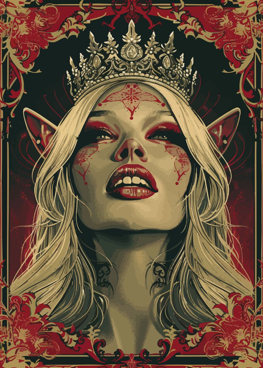 Elf Queen Vector 'Queen of the elves modern' Poster, picture, metal print, paint by ...