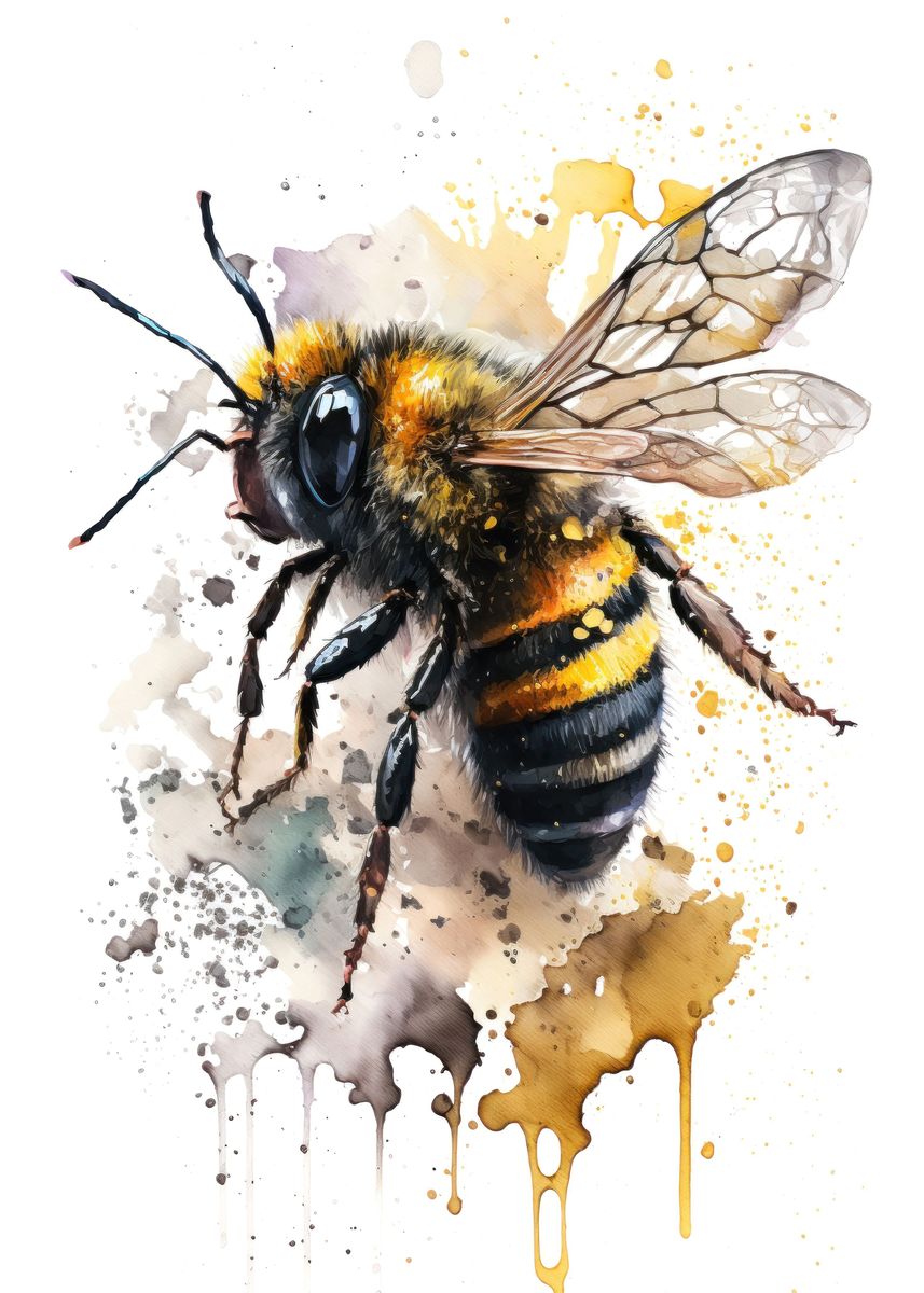 'Bee in watercolor' Poster, picture, metal print, paint by Volodymyr ...