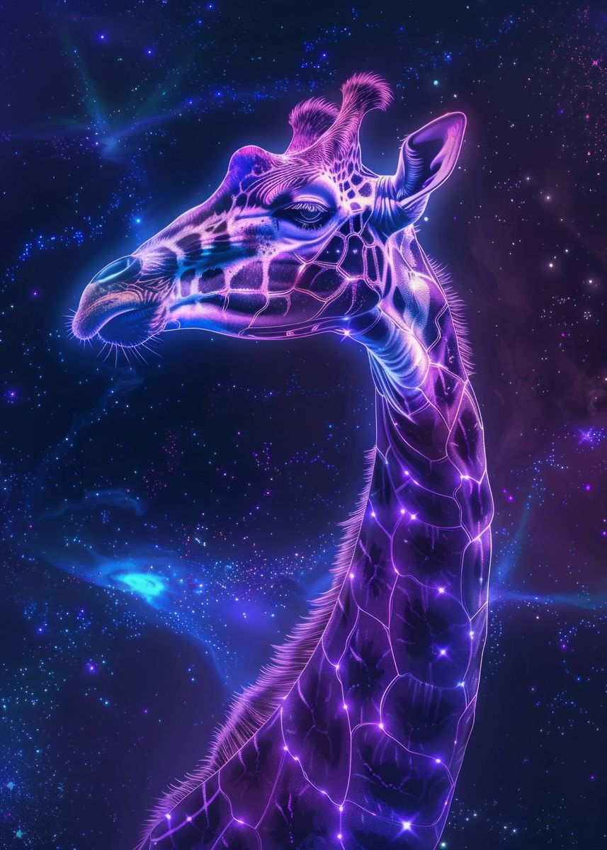 'Giraffe Space Animal' Poster, picture, metal print, paint by Adam Reed ...