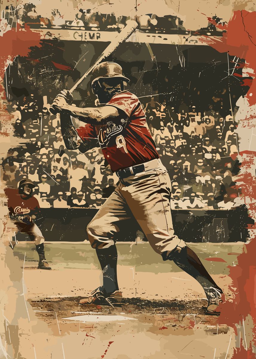 'Baseball Sport Vintage Art' Poster, picture, metal print, paint by ...