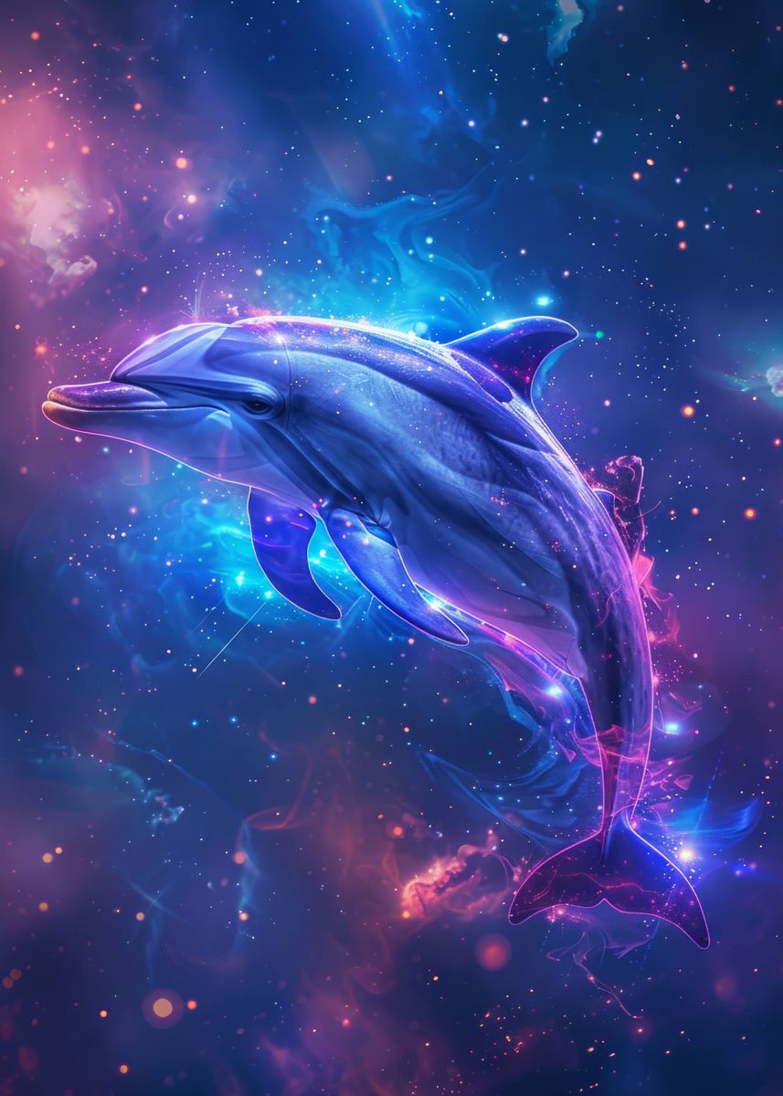 'Dolphin Space Animal' Poster, picture, metal print, paint by Adam Reed ...