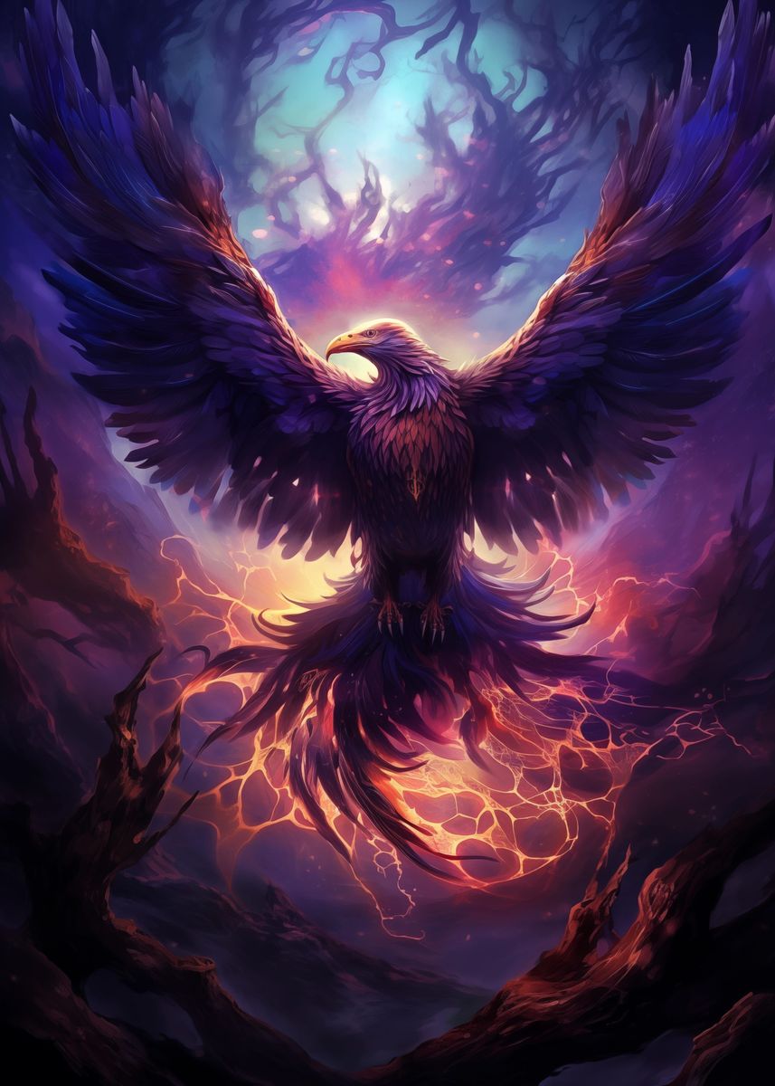 'Mystical Phoenix Bird' Poster, picture, metal print, paint by Zakaria ...