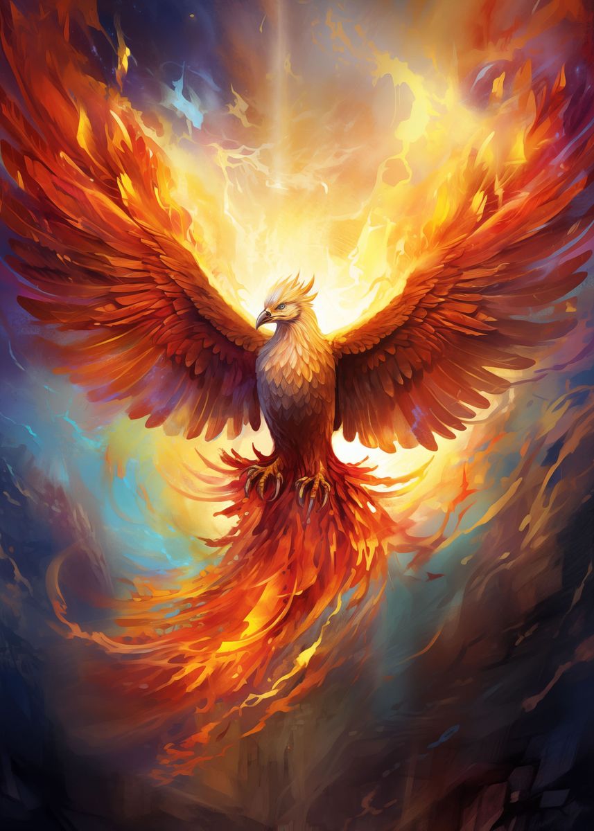 'Mystical Phoenix Bird' Poster, picture, metal print, paint by Zakaria ...