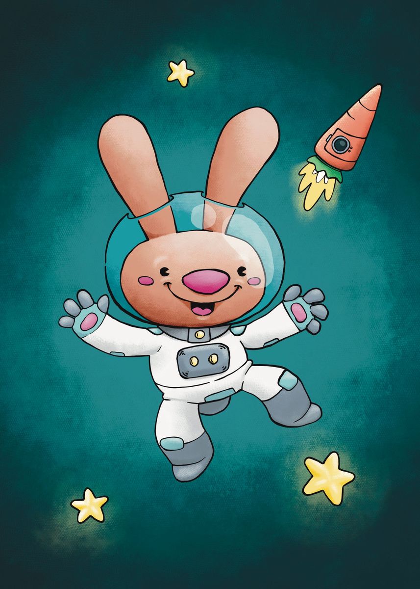 Astres Rabbit 'Astrorabbit' Poster, picture, metal print, paint by Chris Less Art ...