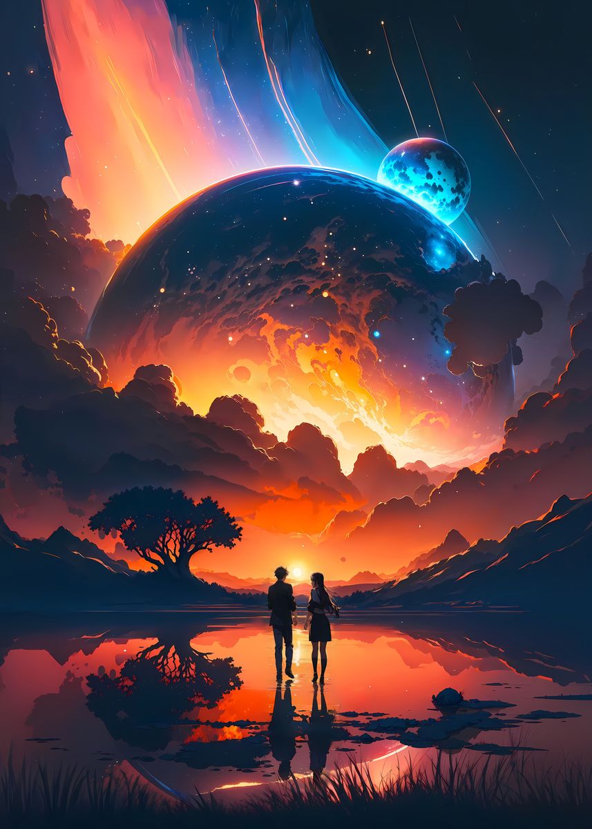 'Couple Galaxy Realm Planet' Poster, picture, metal print, paint by ...