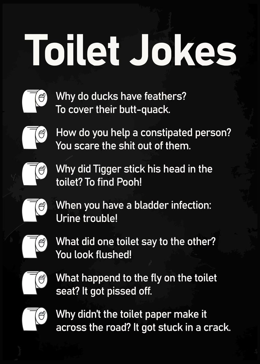 'Toilet Joke Funny Bathroom' Poster, picture, metal print, paint by ...