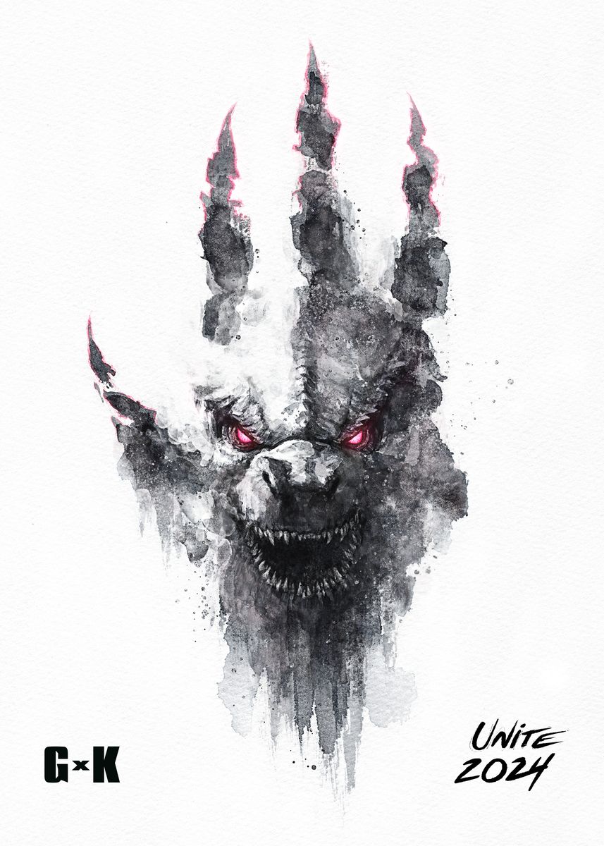 'Godzilla Hand print' Poster, picture, metal print, paint by Godzilla x ...