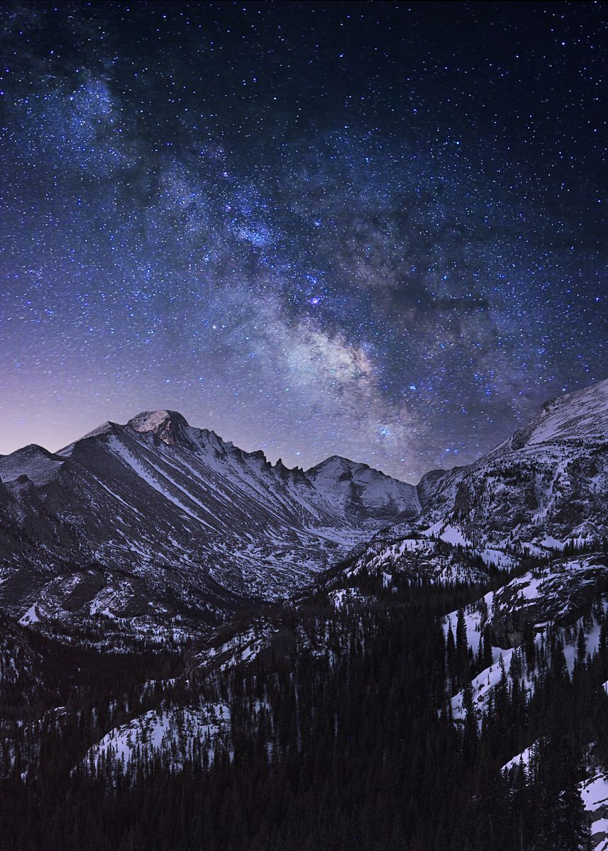 'Milky Way over Longs Peak' Poster, picture, metal print, paint by ...