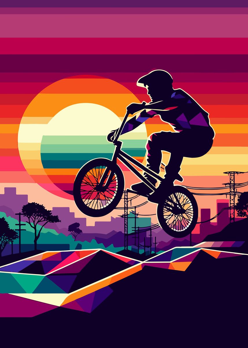 'freestyle BMX sunset wpap' Poster, picture, metal print, paint by du ...