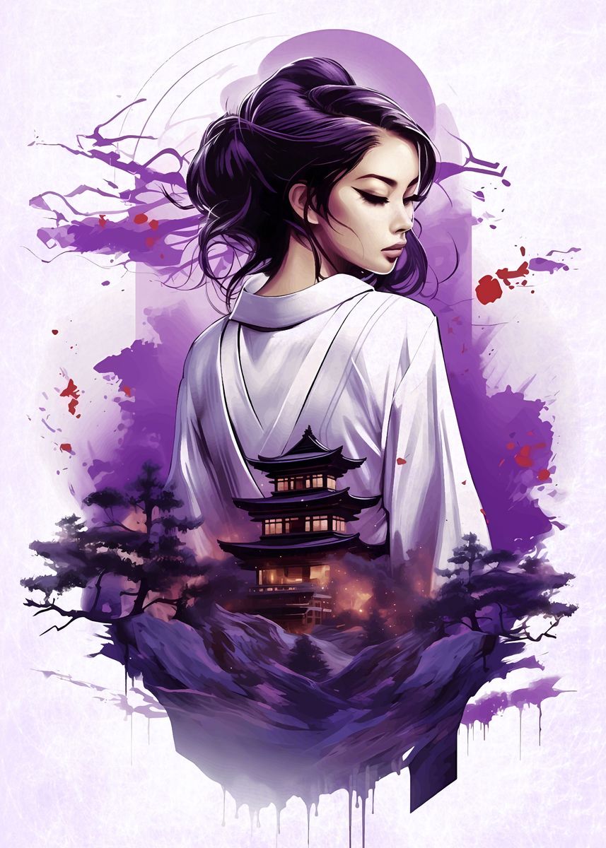 'Geisha Japanese Girl' Poster, picture, metal print, paint by Hasnaa ...