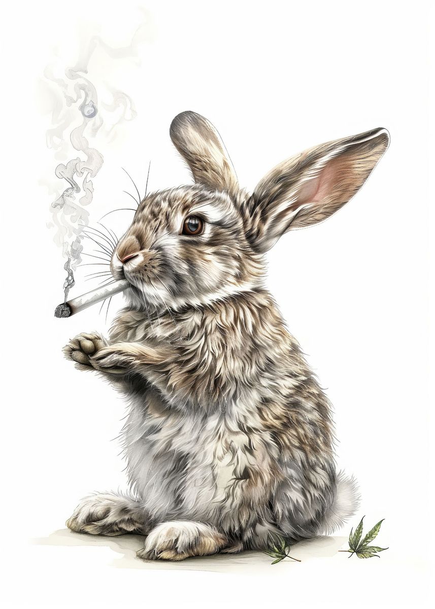 'Rabbit Cannanbis Smoking' Poster, picture, metal print, paint by ...