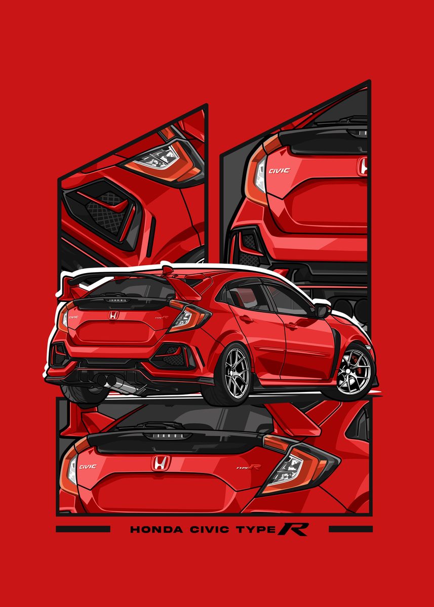 'honda civic type r red' Poster, picture, metal print, paint by capture ...