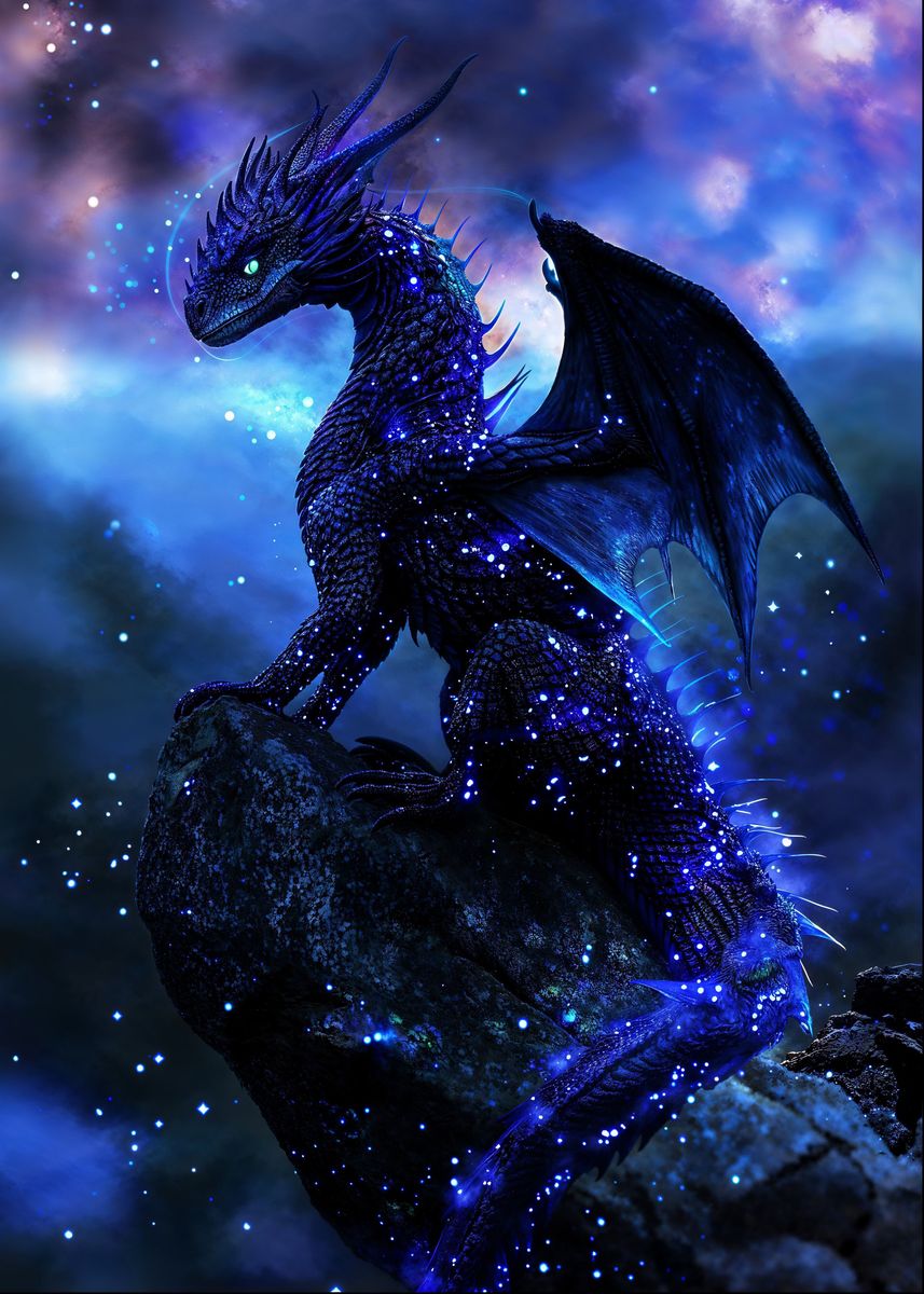 'Sapphire Stardust Dragon' Poster, picture, metal print, paint by ...