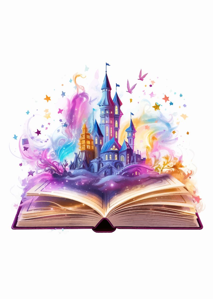 'Watercolor Books' Poster, picture, metal print, paint by Eira | Displate