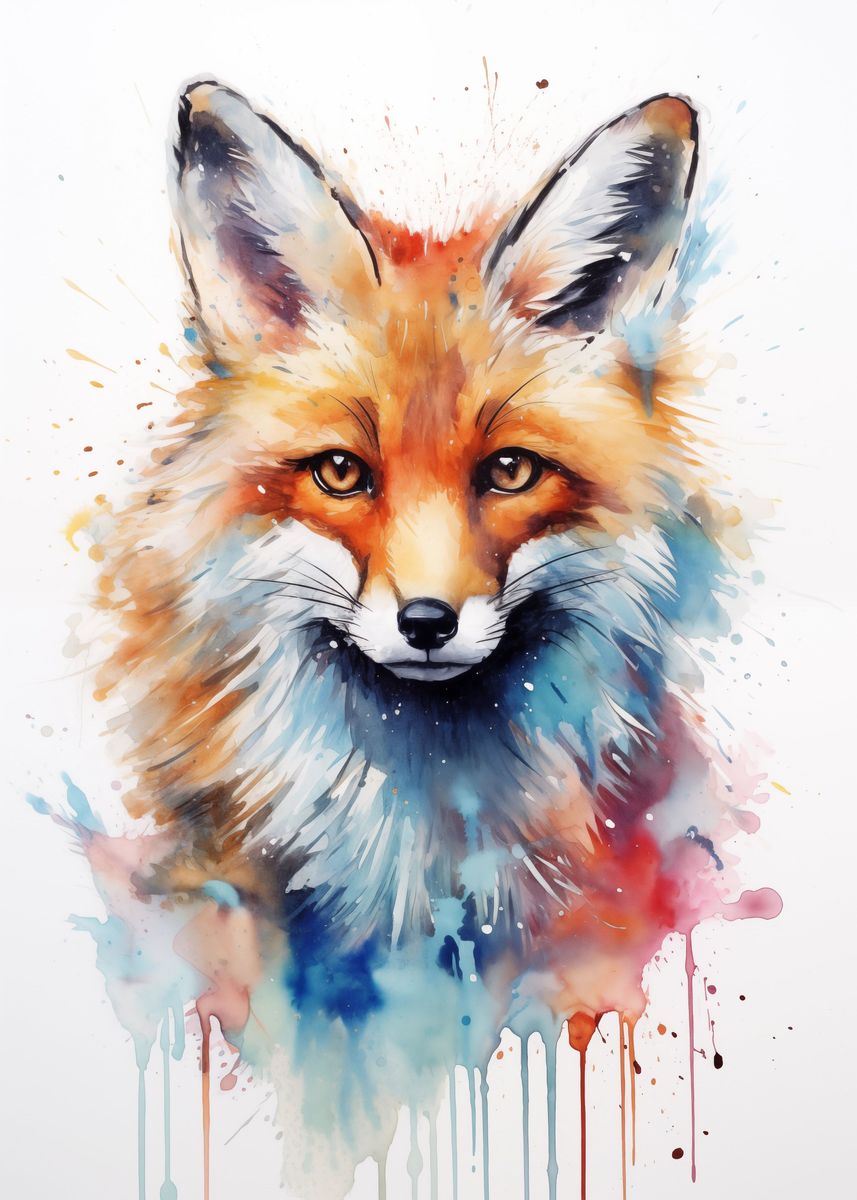 'Fox Watercolor Animal' Poster, picture, metal print, paint by Aidan ...