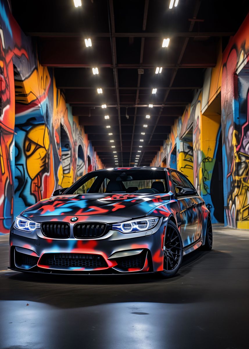 'BMW M3 Graffiti car' Poster, picture, metal print, paint by Roman ...