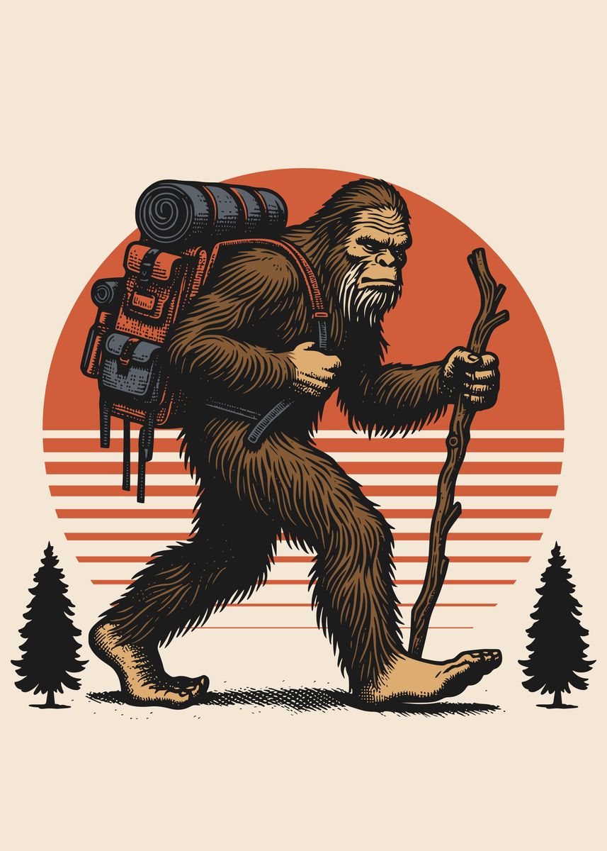 'Bigfoot walking go outside' Poster, picture, metal print, paint by du ...