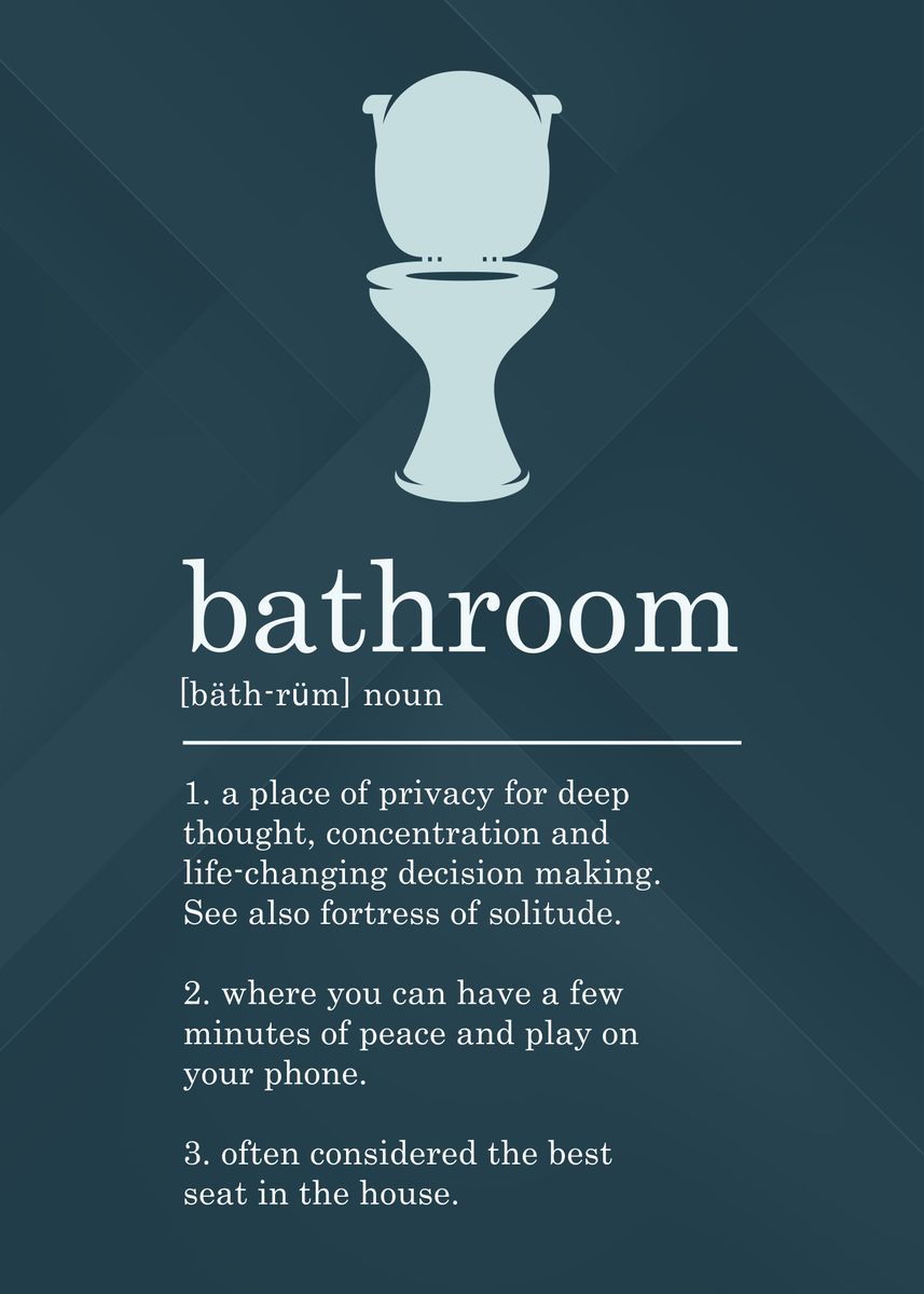 'Funny Bathroom Definition' Poster, picture, metal print, paint by ...