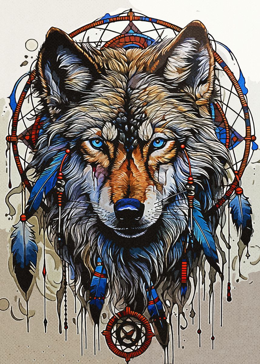 Fanth 'Dream Catcher Wolf' Poster, picture, metal print, paint by Fanth ...