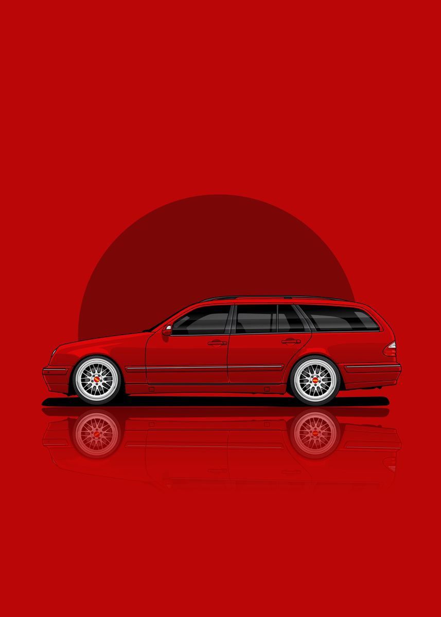 'Mercedes Benz E320 Red' Poster, picture, metal print, paint by Dodi ...