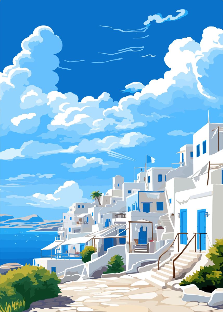 'Mykonos' Poster, picture, metal print, paint by ichimdp | Displate