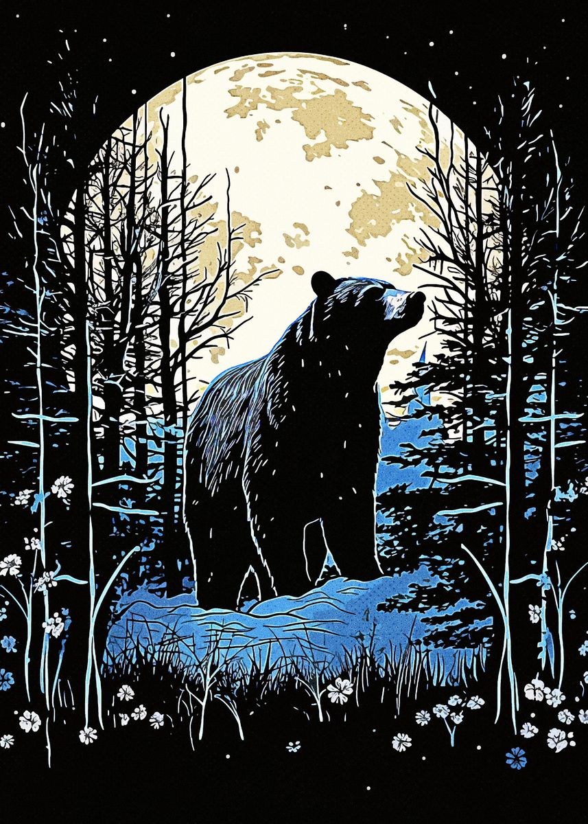 Fanth 'Bear Forest' Poster, picture, metal print, paint by Fanth | Displate