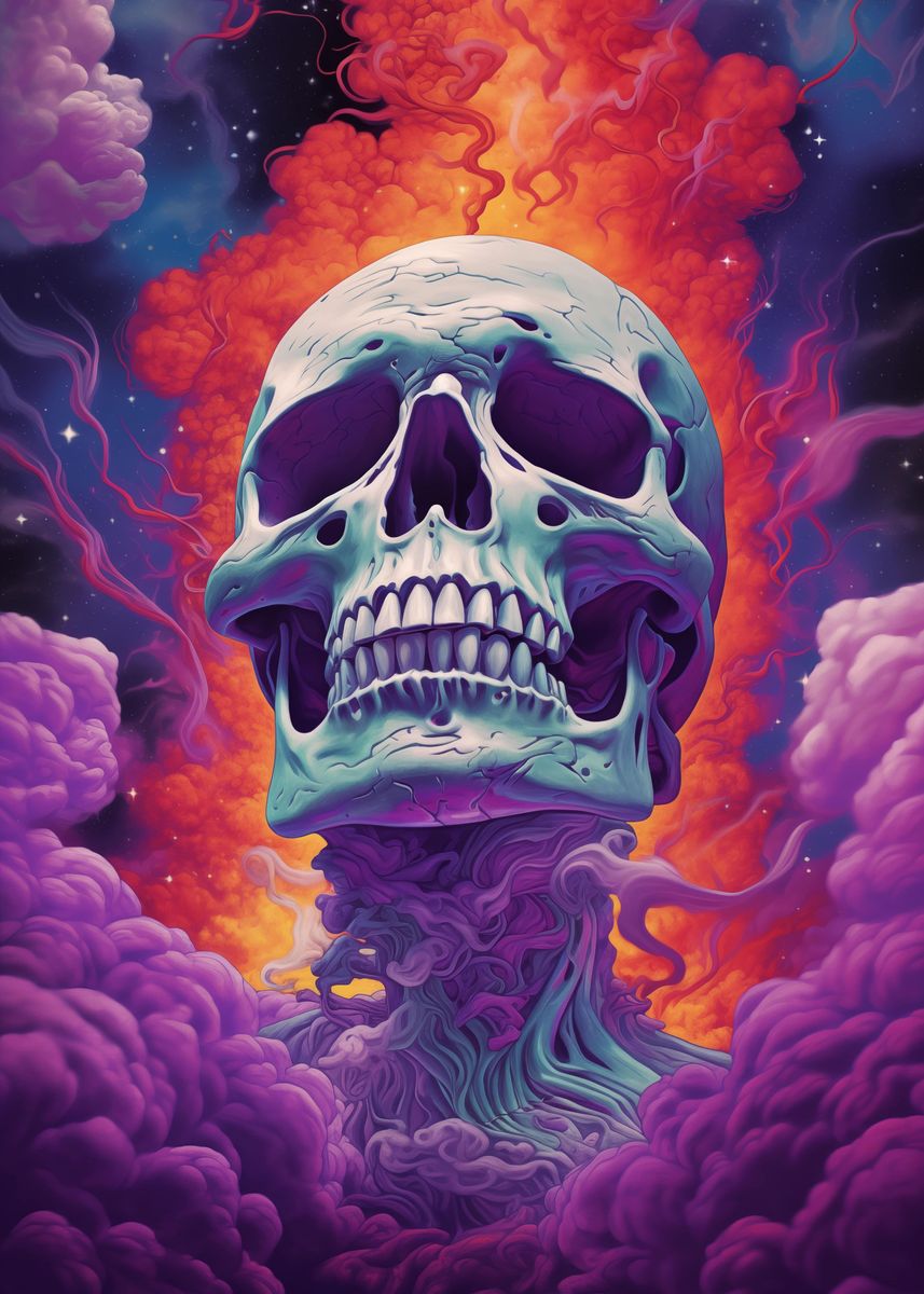 weed-skull-poster-picture-metal-print-paint-by-conor-ochoa-displate