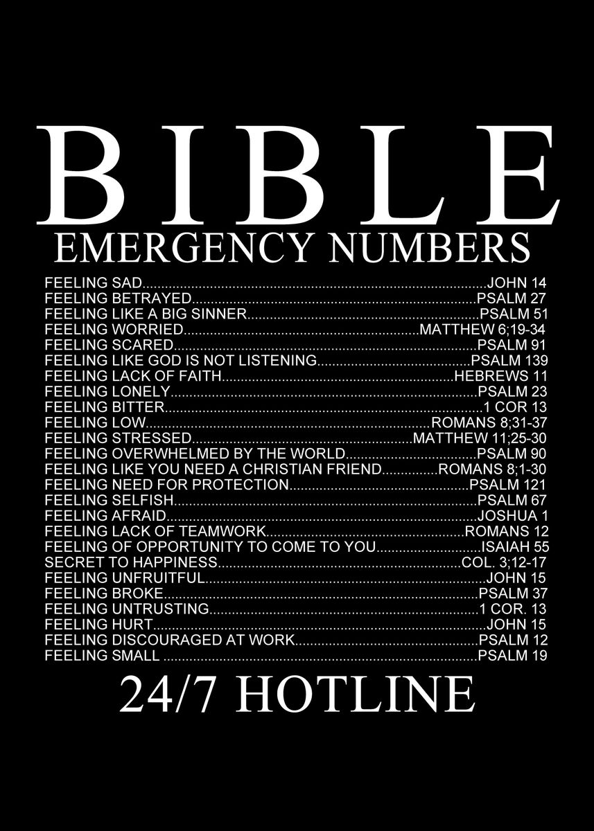 'bible emergency numbers' Poster, picture, metal print, paint by Yacoub ...