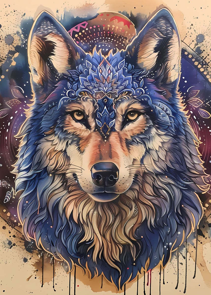 'Mandala Wolf' Poster, picture, metal print, paint by Alexandre Ibáñez ...
