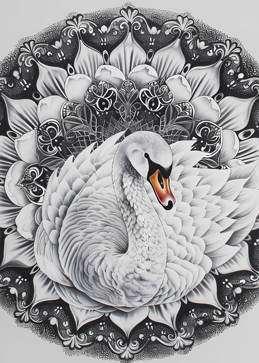 'Mandala Swan' Poster, picture, metal print, paint by Alexandre Ibáñez ...