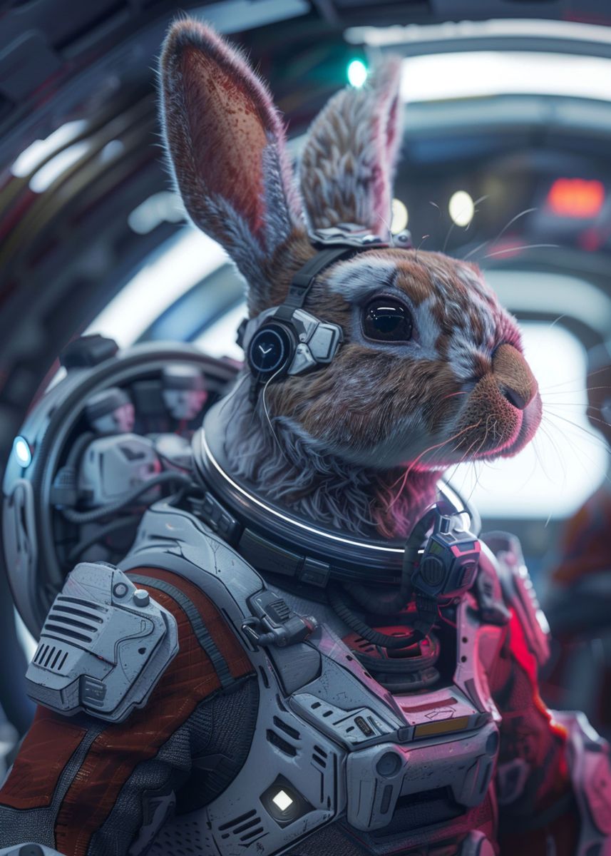 'Rabbit in a space suit' Poster, picture, metal print, paint by Maximum ...
