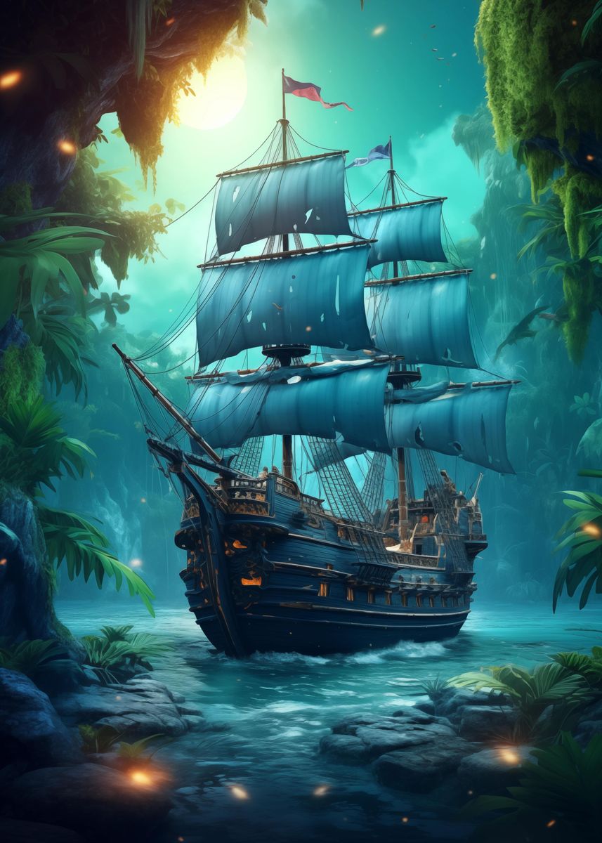 Fantasy Pirate Ship Poster Picture Metal Print Paint By Aidan Pena Displate