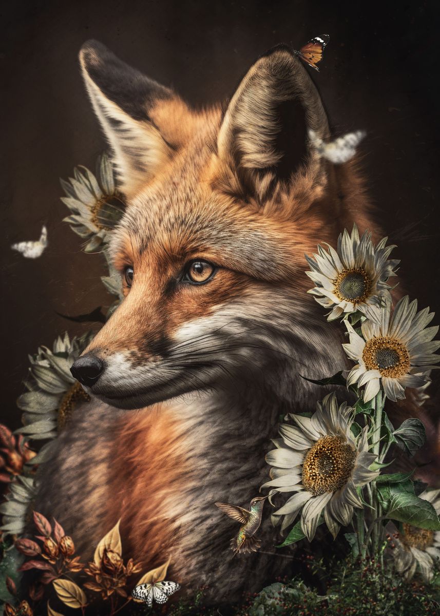 'Fox No2' Poster, picture, metal print, paint by Wouter Rikken | Displate