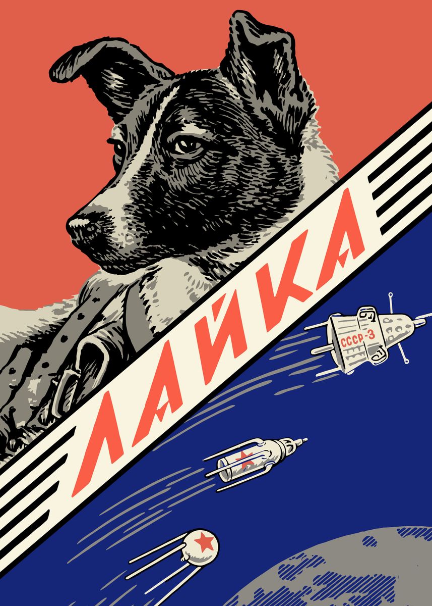 'Laika first space dog' Poster, picture, metal print, paint by ...