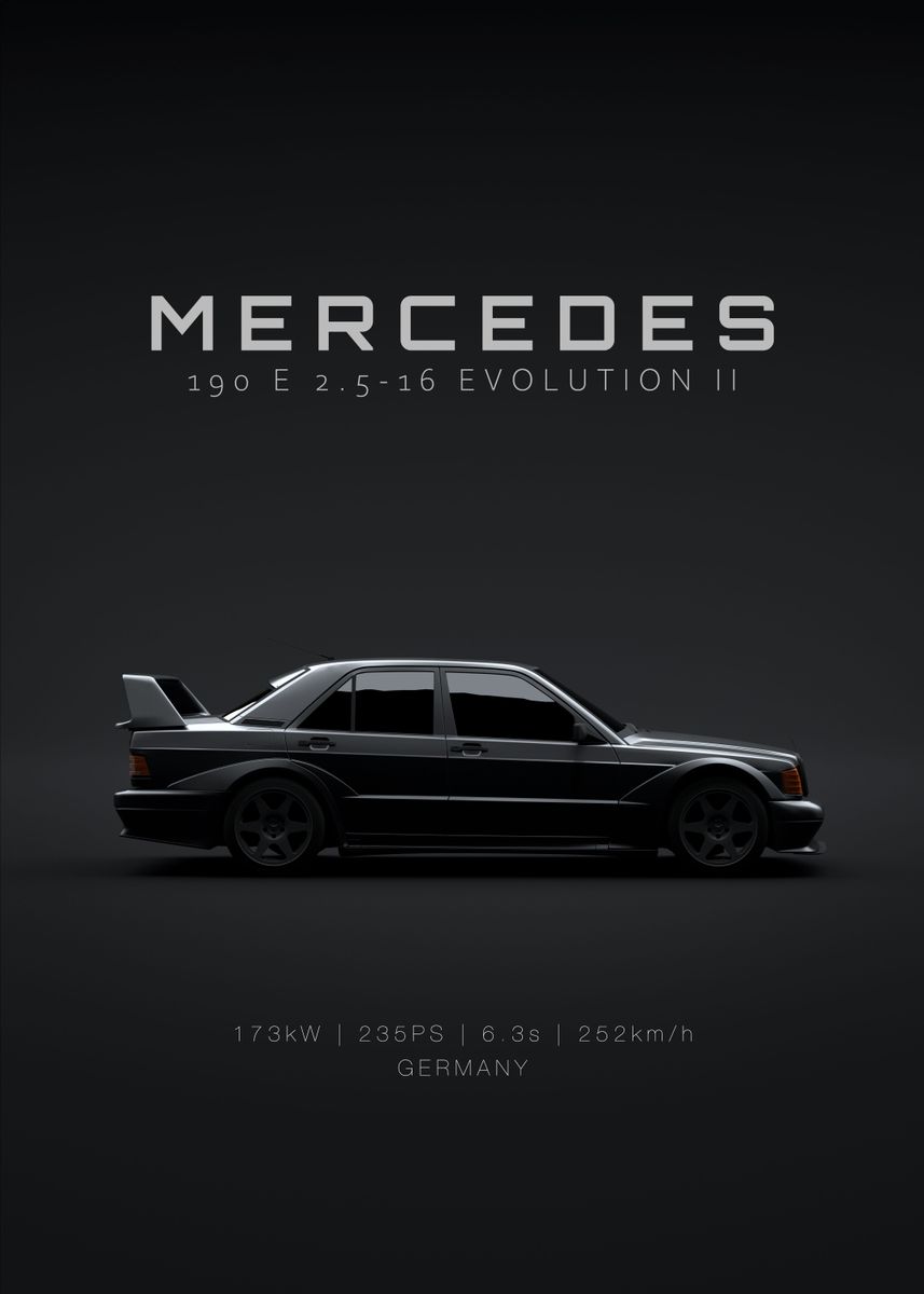 'Mercedes Benz 190E Evo II' Poster, picture, metal print, paint by 21 ... — free download