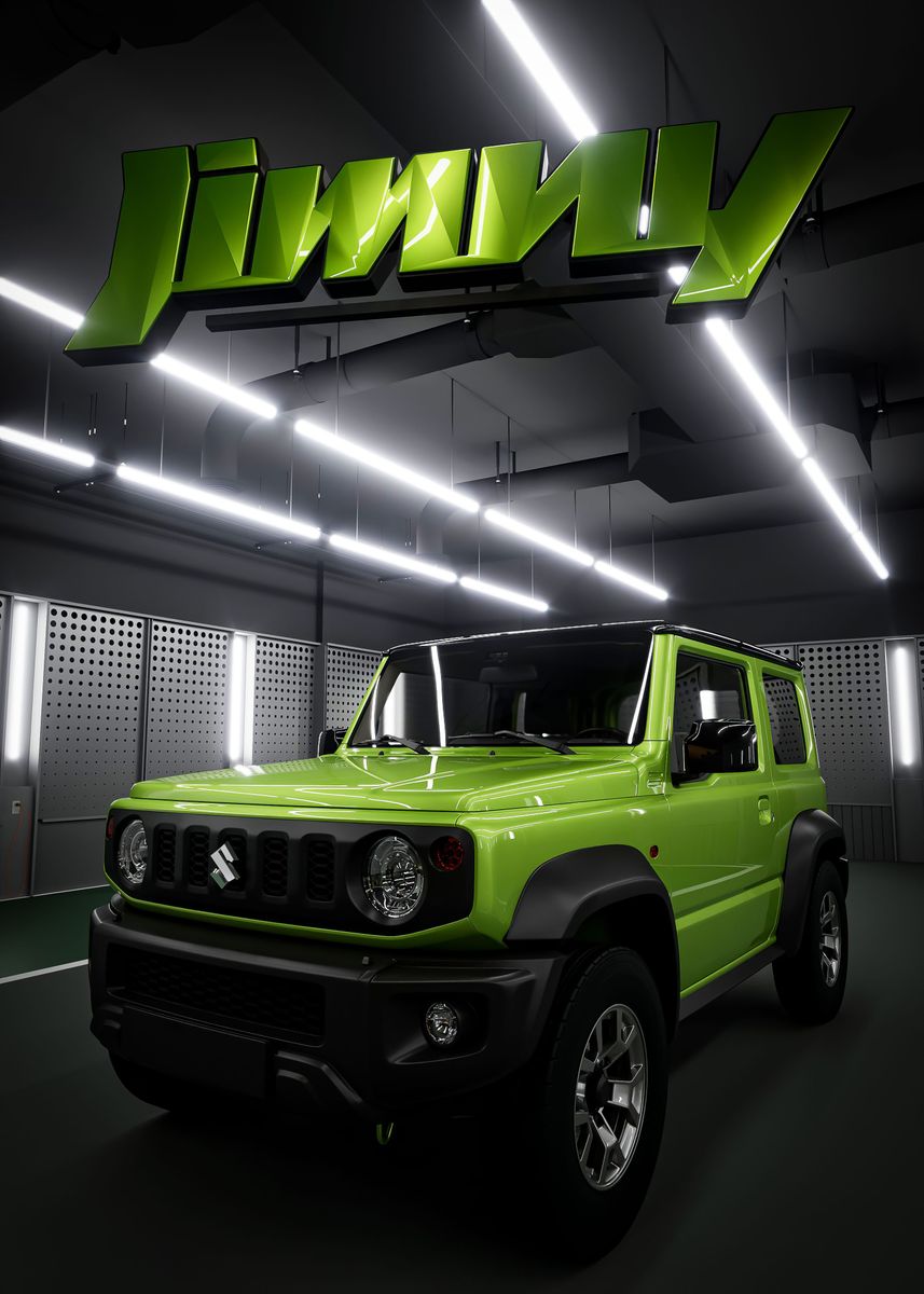 'Green Suzuki Jimny' Poster, picture, metal print, paint by Satria Heru ...