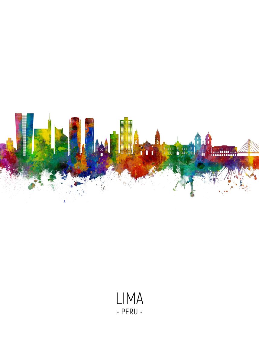 'Lima Skyline Peru' Poster, picture, metal print, paint by Michael ...
