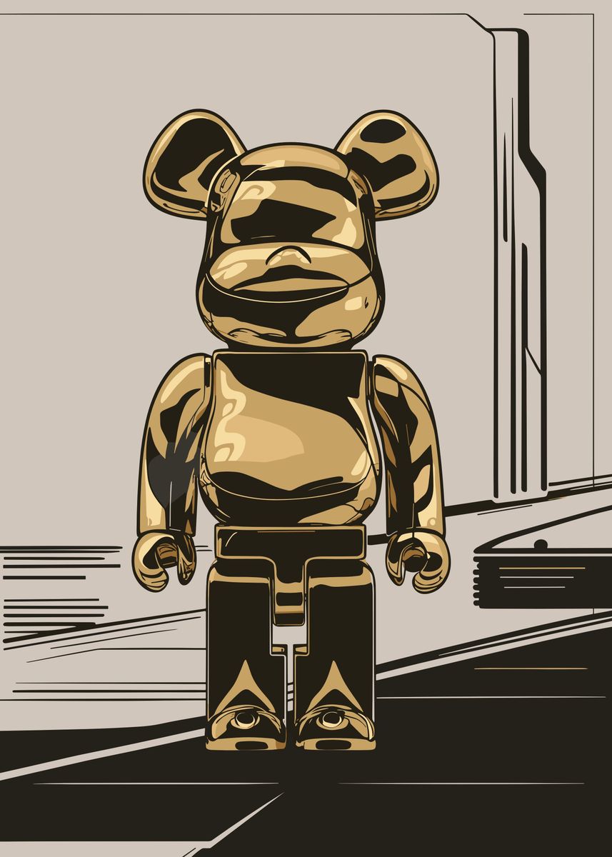 'Bearbrick gold' Poster, picture, metal print, paint by Boon Edgar ...