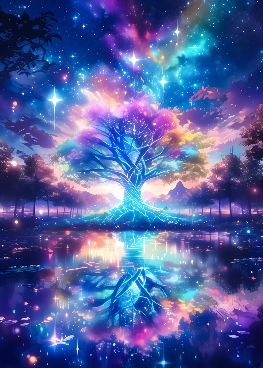 'Crystal Tree Anime style' Poster, picture, metal print, paint by ...