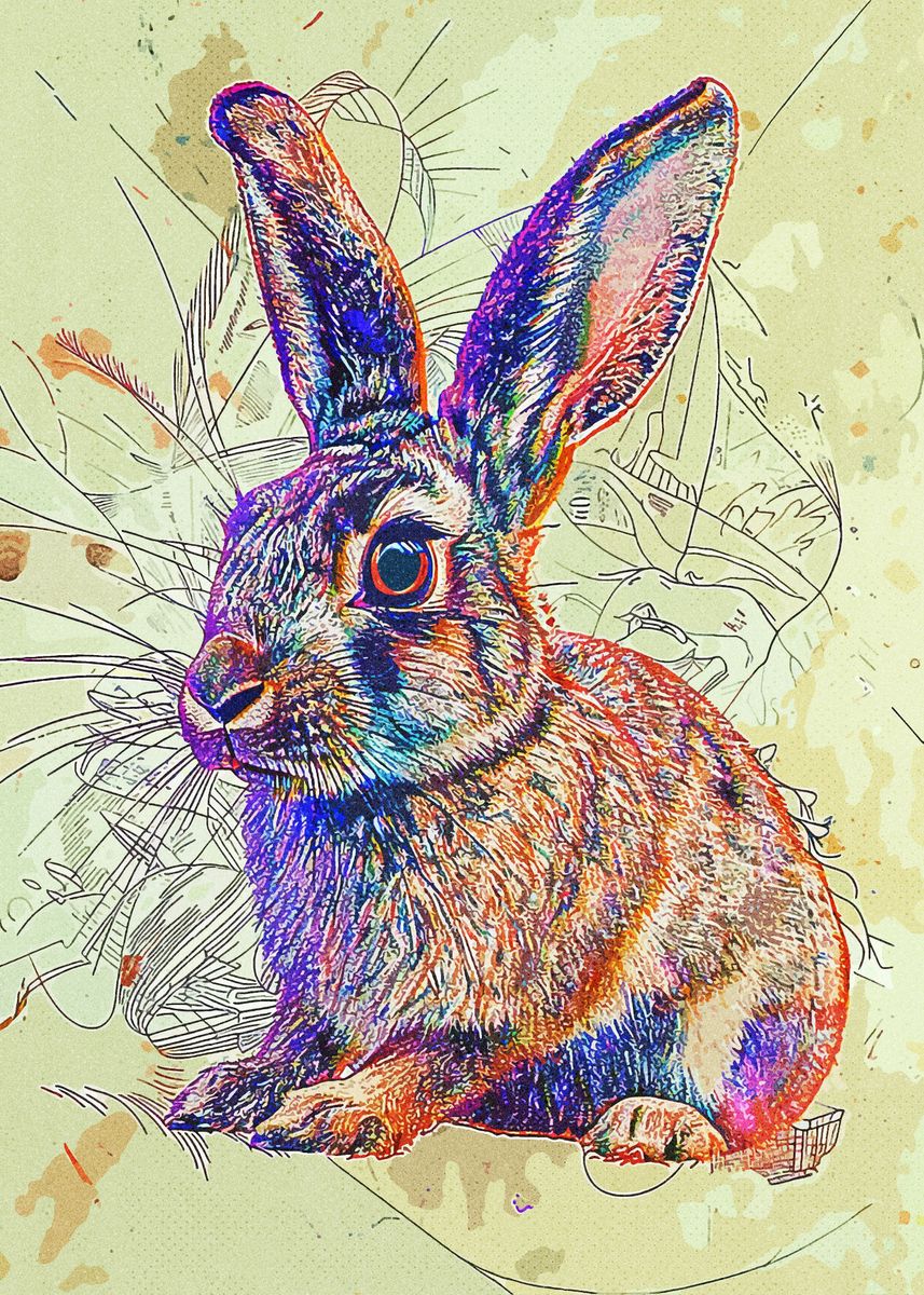 'Bunny Art' Poster, picture, metal print, paint by Erick Sato | Displate