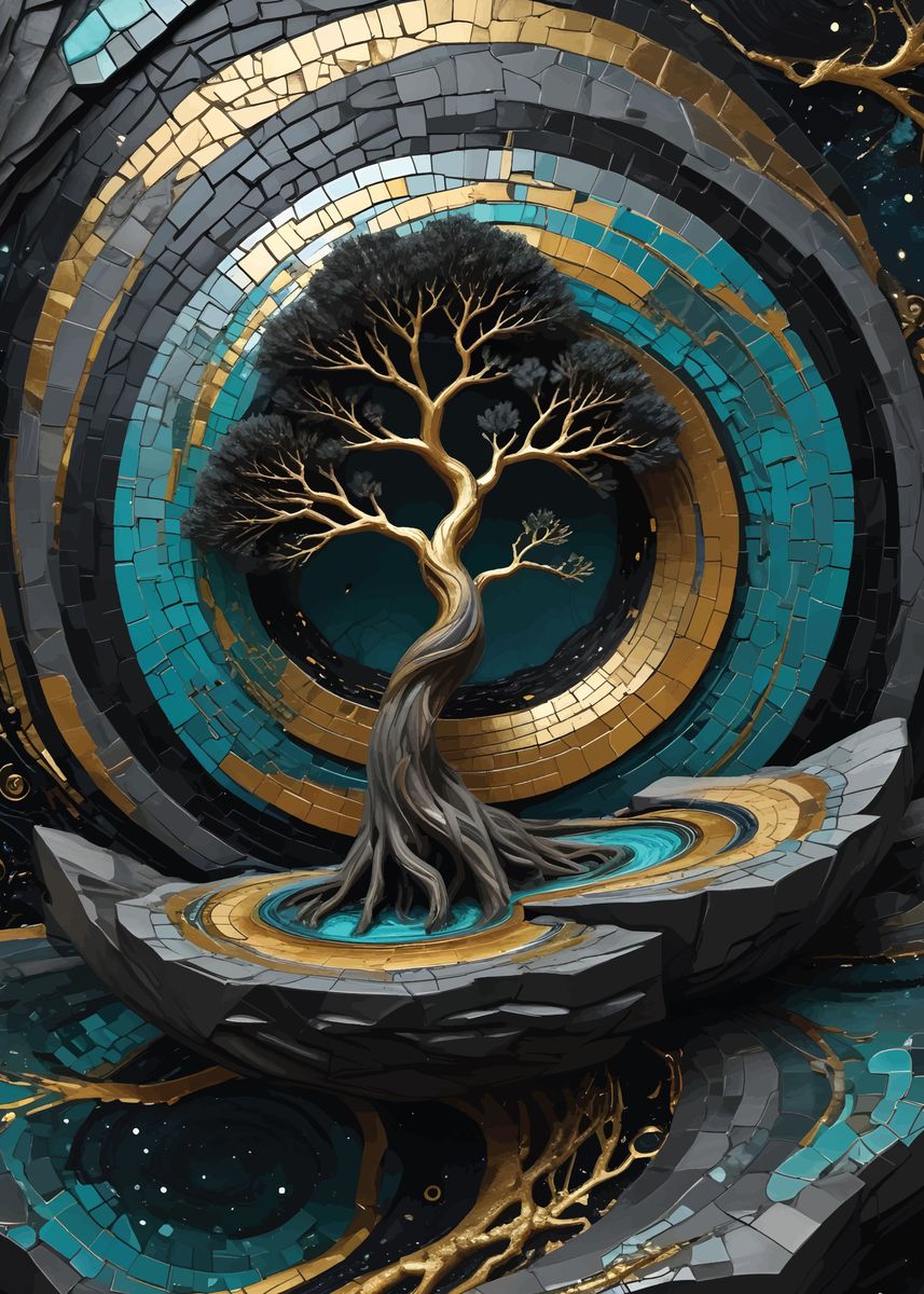 Kintsugi Tree Image 'bonsai tree Kintsugi ' Poster, picture, metal print, paint by ALEX ...