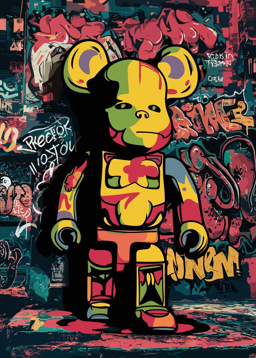 'Graffiti bearbrick' Poster, picture, metal print, paint by Boon Edgar ...