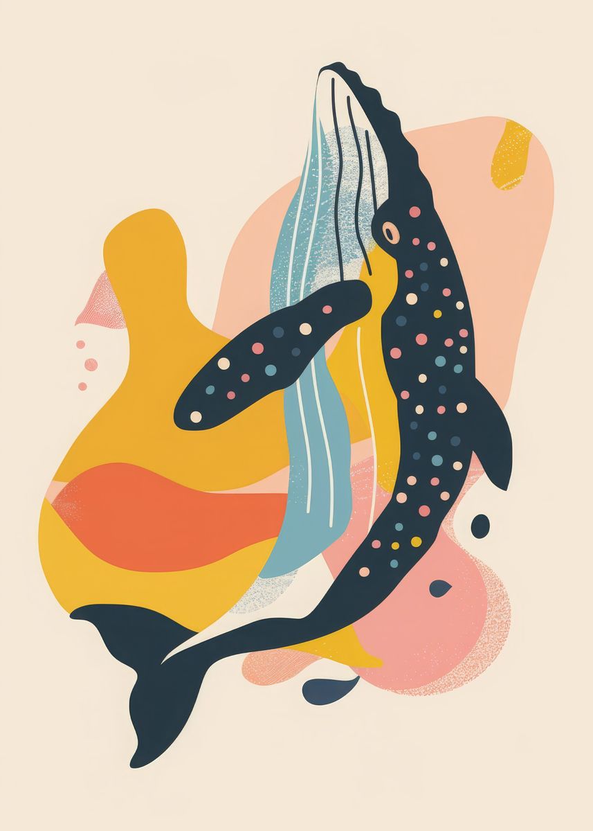 'Whale Abstract Flat' Poster, picture, metal print, paint by Ray Faye ...
