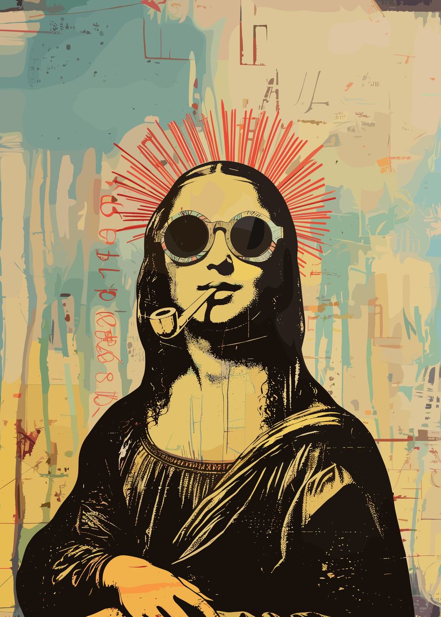 'Hippy Mona Lisa Poster Art' Poster, picture, metal print, paint by ...