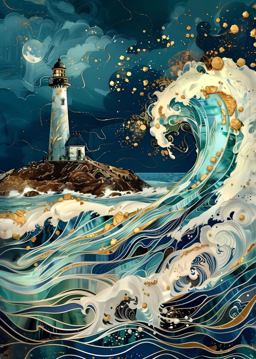 'Abstract lighthouse' Poster, picture, metal print, paint by Leika ...